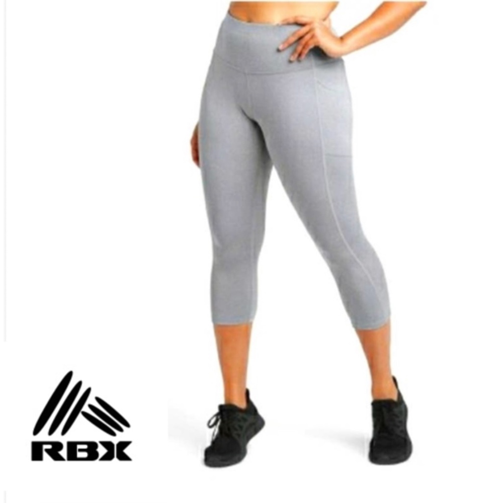 RBX HI RISE GREY CAPRI LEGGINGS with SIDES NYLON INSERTS